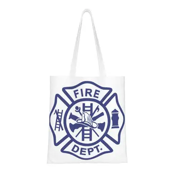 Синяя сумка для покупок в Отделе пожарной охраны, женская сумка-тоут, изготовленная на заказ для пожарных, холщовая сумка для покупок через плечо, сумка большой емкости