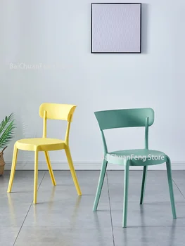 Скандинавская пластиковая кухонная мебель Современный Простой табурет со спинкой Обеденные стулья Ресторанный стул для переговоров Креативный макияж
