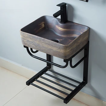 Скандинавские настенные раковины для ванной комнаты Современный керамический подвесной умывальник на кронштейне Простой прямоугольный умывальник для мытья ванной комнаты