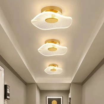 Скандинавский минималистичный дизайн, потолочные светильники в виде листьев лотоса, лампа для крыльца, коридора, прохода, потолочный светильник для балкона, спальни