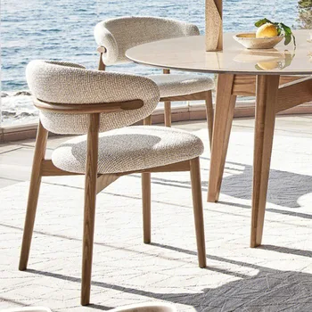 Современные минималистичные Обеденные стулья Деревянный дизайн Мягкие Удобные стулья с низкой спинкой Кожаная кухонная мебель для столовой