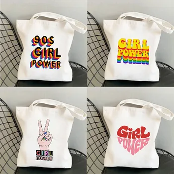Сумка для покупок 2022 Girl Shopper Power Personality С принтом Женская сумка-тоут Harajuku Shopper Bag Girl Женская холщовая сумка