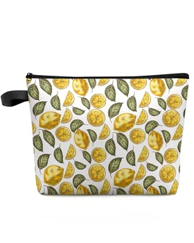Текстура фруктового Лимона с граффити, дорожная косметичка большой емкости, портативная сумка для хранения макияжа, женский водонепроницаемый пенал