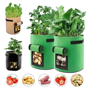 Тканевый садовый мешок, кашпо, сумка для выращивания, контейнер для посадки на грядке, мешки для выращивания, Дышащий Кашпо, горшок для растений, горшок для питомника