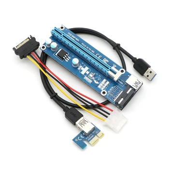 Удлинитель карты PCI-E от 1x до 16x Riser Card с 4-контактным разъемом Molex для майнинга биткоинов.