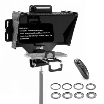 Универсальный телесуфлер, портативный суфлер для телефона, планшета, камеры с дистанционным управлением BT, переходное кольцо для объектива в прямом эфире