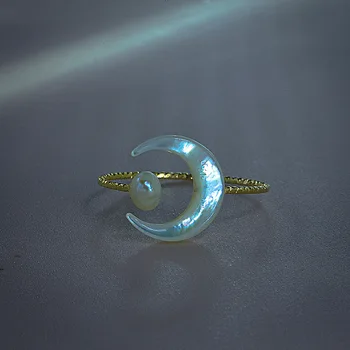 Уникальные серебряные кольца с Лунным камнем и Лунным жемчугом для женщин, ювелирные изделия, Регулируемое по пальцу открытое Винтажное кольцо для дам, элегантные подарки для вечеринок