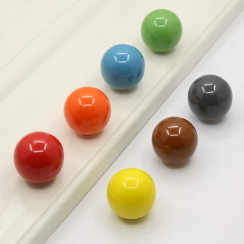 Цветные Керамические ручки для выдвижных ящиков с одним отверстием Простые ручки для шкафов круглой шаровидной формы, ручки для шкафов для обуви, ручки для шкафов для телевизора