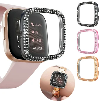 Чехол для часов, защита экрана от царапин, Бампер со Стразами, защитные чехлы для ПК для Fitbit Versa 2