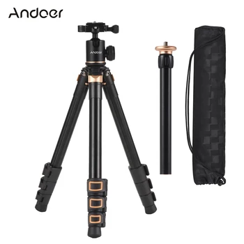 Штатив Для Камеры Andoer 140 см, Поворотная на 360 ° Шаровая Головка, Нагрузка 5 кг со Съемным 2-секционным Центральным Валом для Зеркальных Видеокамер