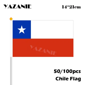 ЯЗАНИ 14*21 см 50/100 шт. Элегантные Флаги Чили С Ручной Волной, Флаги Стран, Размахивающие Национальным Флагом, Полиэфирные Флаги, Прямая Доставка
