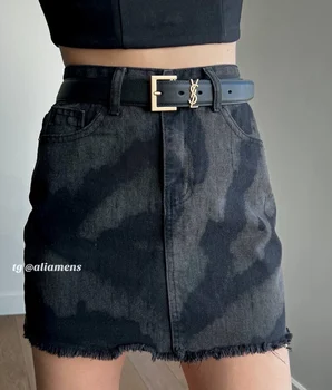 женская джинсовая юбка мини с принтом