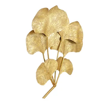 золотой лист гинкго железное настенное украшение для дома, гостиной, крыльца, подвесное 3D настенное украшение