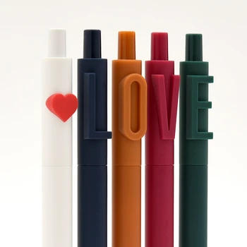 набор гелевых ручек Love 5шт, Винтажные Цветные чернила Alpha Heart, Шариковая ручка 0,5 мм для письма, Офисная Школьная F7382